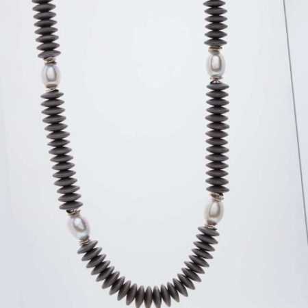 new Hämatit-Collier mit Süßwasserzuchtperle ab 129.98 (129.98) Euro im Angebot