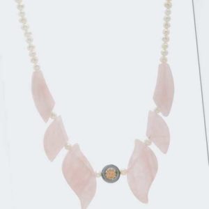 new Rosenquarz-Collier mit SWZ-Perlen ab 99.98 (99.98) Euro im Angebot