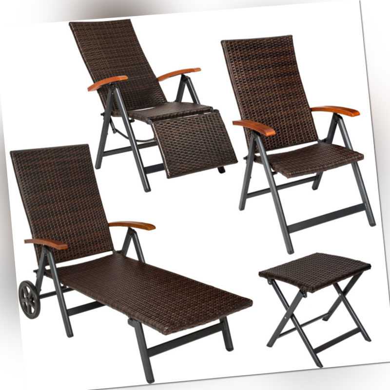 Aluminium Poly Rattan Garten Mobel Hocker Liege Stuhl Klapphocker