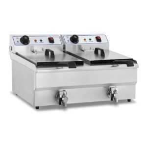 Edelstahl Doppel Friteuse Fritteuse Fritöse elektro kaltzonen 2x16l Gastronomie