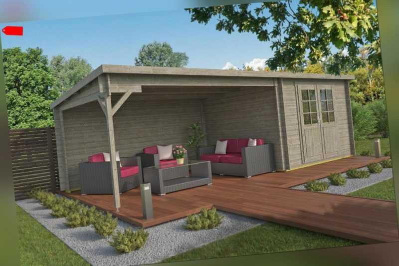 Gartenhaus Grau Ca 7x3 M Geratehaus Blockhaus Schuppen Holzhaus