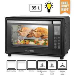 Digitaler Mini-Backofen mit Umluft (35 Liter) LED Display Innenbeleuchtung 1600W; EEK A