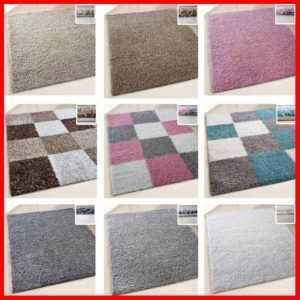 Shaggy Teppich Hochflor Langflor Wohnzimmer Einfarbig UNI & KARIERT Flokati NEU
