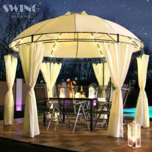 LED - Pavillon Ø 350cm Rund Garten Pavilon Runder Pavillion Partyzelt Gartenzelt