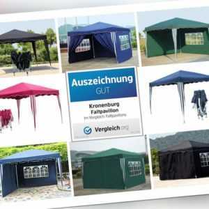 Klapp Falt Pavillon 3x3m Gartenzelt Partyzelt Pavillion Farbe und Seiten wählbar