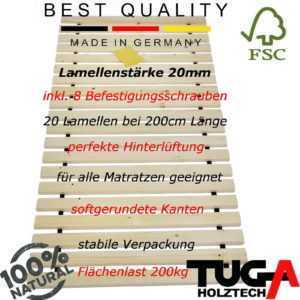 TUGA-Holztech Rollrost Naturprodukt Lattenrost 90 100 120 140 160 180 x 200 220