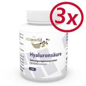 Vita World 3er Pack Hyaluronsäure 100mg 3 x 100 Kapseln Made in Germany