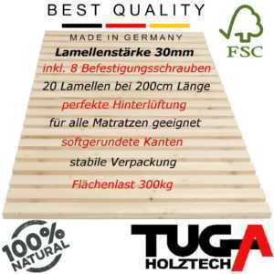 TUGA stabiles unbehandeltes Natur Rollrost 300kg 70 80 90 100 120 140 x 200 220