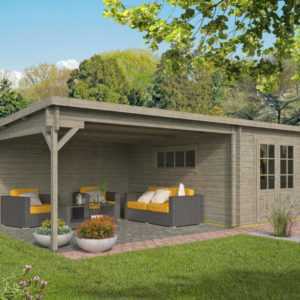 40 mm Gartenhaus GRAU ca. 7x4 m Gerätehaus Blockhaus Schuppen Holzhaus Holz