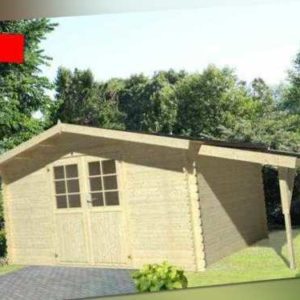 34 mm Gartenhaus Greta ca. 4x3m + Holz Schleppdach Gerätehaus Blockhaus Holzhaus