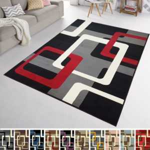 Velours Design Teppich Retros | Kurzflor verschiedene Farben modern