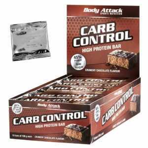 (22,33 Euro/Kg) Carb Control Riegel 15 x 100g von Body Attack + Produktprobe