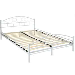 140x200 cm Schlafzimmerbett Metallbett Bettgestell Bett weiß neu + Lattenrost
