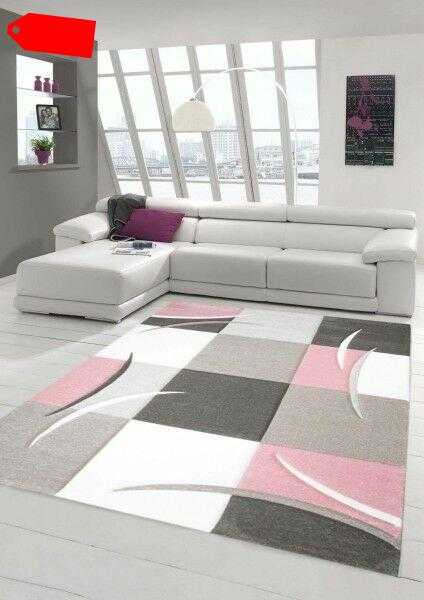 Designer Teppich Moderner Teppich Wohnzimmer Teppich Kurzflor Teppich mit Kontur