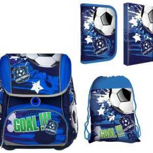 Fußball Schulranzen SET 4tlg Schulrucksack Tornister für Jungen Federmäppchen