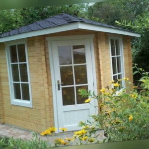 5-Eck Gartenhaus aus Holz, 2.6x2.6M 5-Eckige Blockhaus, 40mm, Leer 40021