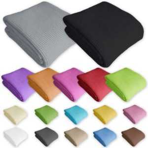 Bettüberwurf Tagesdecke 100% Baumwolle 20 Farben 4 Maßen Überwurf Sofaüberwurf