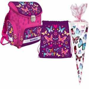 Butterfly Schmetterling 3Teile Set SCHULRANZEN RANZEN TASCHE TORNISTER Schultüte