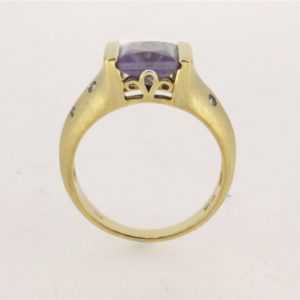 Amethyst-Ring Diamantring 10 K 417er Gelb-Gold Diamanten Brillanten