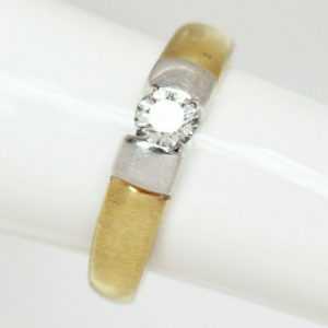 Brillantring 14 Karat 585 Gold 3,87 g Gelbgold Weißgold Brillant 0,22 ct. Gr. 50