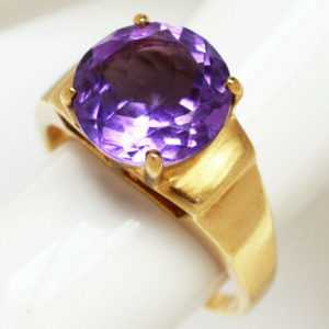 Damenring 9 Karat 375 Gold 4,67 g Gelbgold Amethyst ca. 5 ct. Gr. 61