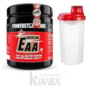 (46,50 Euro/Kg) Powerstar Food - EAA High End Aminosäuren 600 g Pulver + Shaker