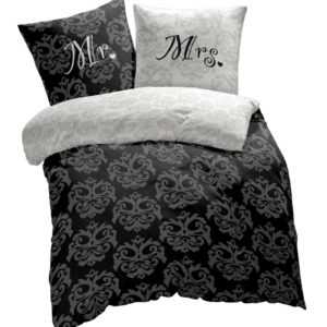 Mikrofaser Partner Bettwäsche 2tlg 4tlg 135x200 schwarz creme Ornamente Mr