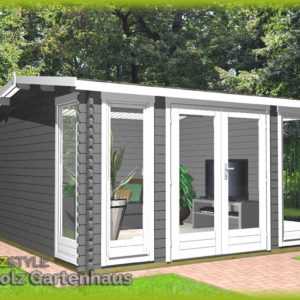 Gartenhaus aus Holz Modern 40mm, 3.9x3M, 40mm Blockhaus Werne 40040OF ohne Boden