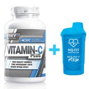 Frey Nutrition Vitamin-C Plus 120x 660 mg - Kapseln Vitamin C + Gratis Shaker