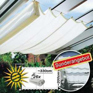 Seilspannmarkise weiss ca. 330x200 cm Pergola Set Sonderangebot mit 26 Laufhaken