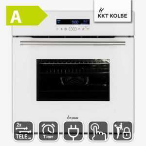 Einbaubackofen 60cm weiß Automatik Heißluft 70L XXL ComfortClean KKT KOLBE ; EEK A+