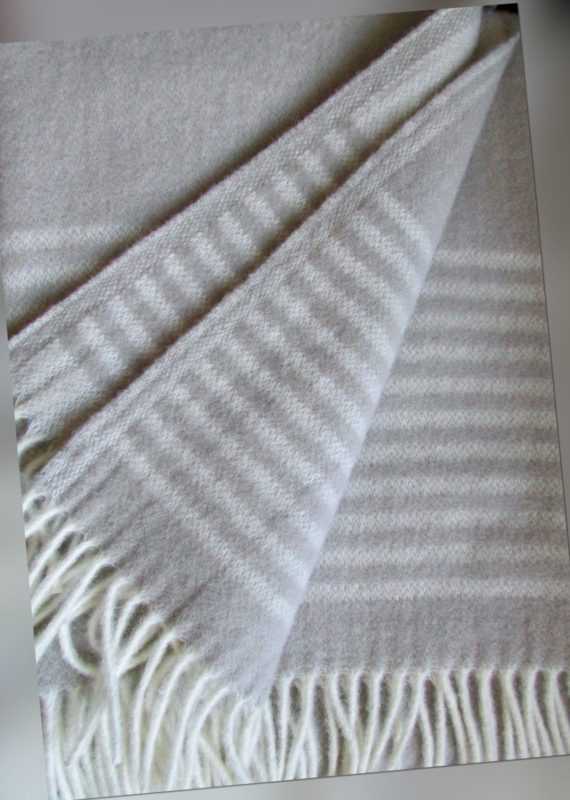 Wollplaid Caramel Stereifen, Wolldecke Tagesdecke, 135x200cm 100% Lammwolle