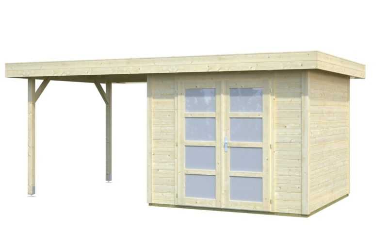 Gartenhaus Lara 487x250 cm Gerätehaus Schuppen Blockhaus Pultdachhaus Holz 28 mm