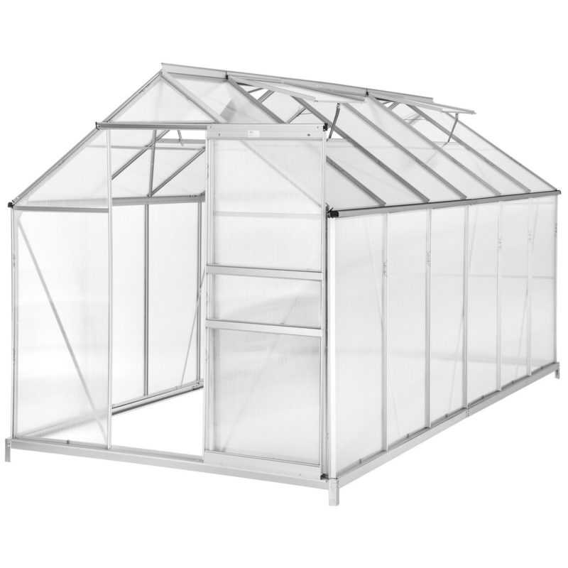 Alu Gewächshaus mit Stahlfundament 11,13m³ Treibhaus Gartenhaus Frühbeet Garten