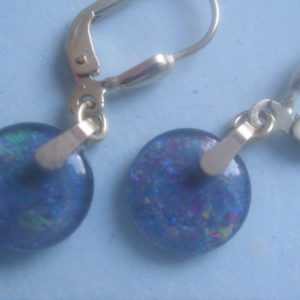 Opal Ohrhänger lang Gold 333, Ohrhänger hochwertig farbige Opal Tripletten 10 mm