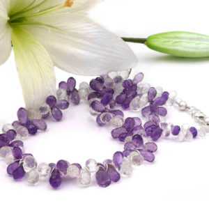Amethyst Kette Bergkristall Tropfen Pampelkette facettiert AAA Modefarben UNIKAT