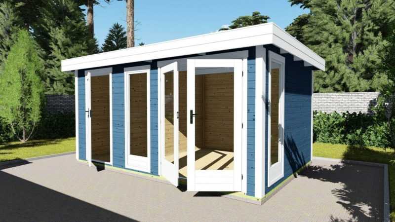 Gartenhaus Flachdach Mit Anbau 4 5x3m 28mm Blockhaus Holz Kiel