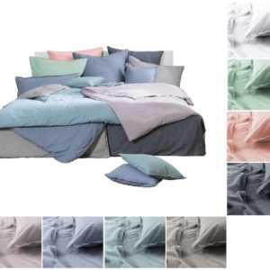 Bettwäsche Baumwolle STONE WASHED 135x200 155x220 Leinen- Jeans- Denim- Look