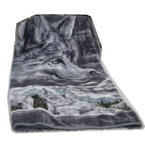 Grau Wolf  Wolldecke Kuscheldecke Bettdecke Tagesdecke Schlafdecke