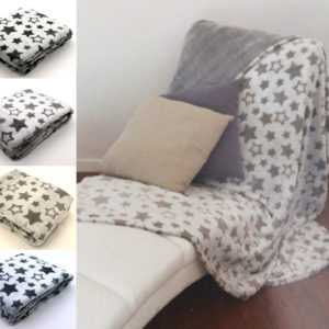 Kuscheldecke hochwertiges Flanell geschert STERNE 200x150 cm
