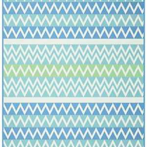 Biederlack Colour Cotton Decke 150x200 zickzack aqua