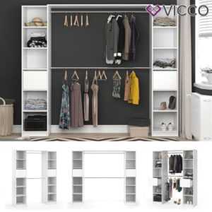 VICCO Kleiderschrank VISIT XL offen begehbar Regal Kleiderständer Schrank weiß