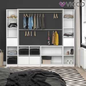 VICCO Kleiderschrank VISIT XXL offen begehbar Regal Kleiderständer Schrank weiß