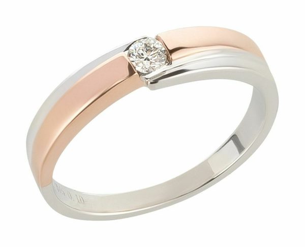Goldring 375 Gold Diamant Ring Rosegold Weißgold bicolor Brillant Verlobungsring
