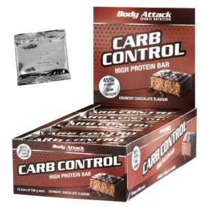 (22,60 Euro/Kg) Carb Control Riegel 15 x 100g von Body Attack + Produktprobe