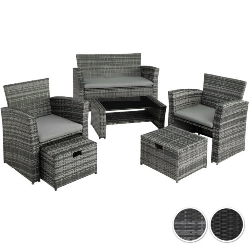 Poly Rattan Sitzgruppe Gartenmöbel Lounge Gartenset Balkon Garten Garnitur Tisch