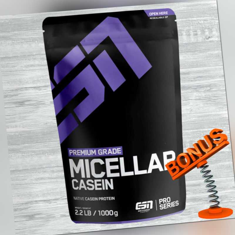 ESN Micellar Casein Protein 1000g Beutel + Bonus - 1kg Premium Eiweiß Pluver