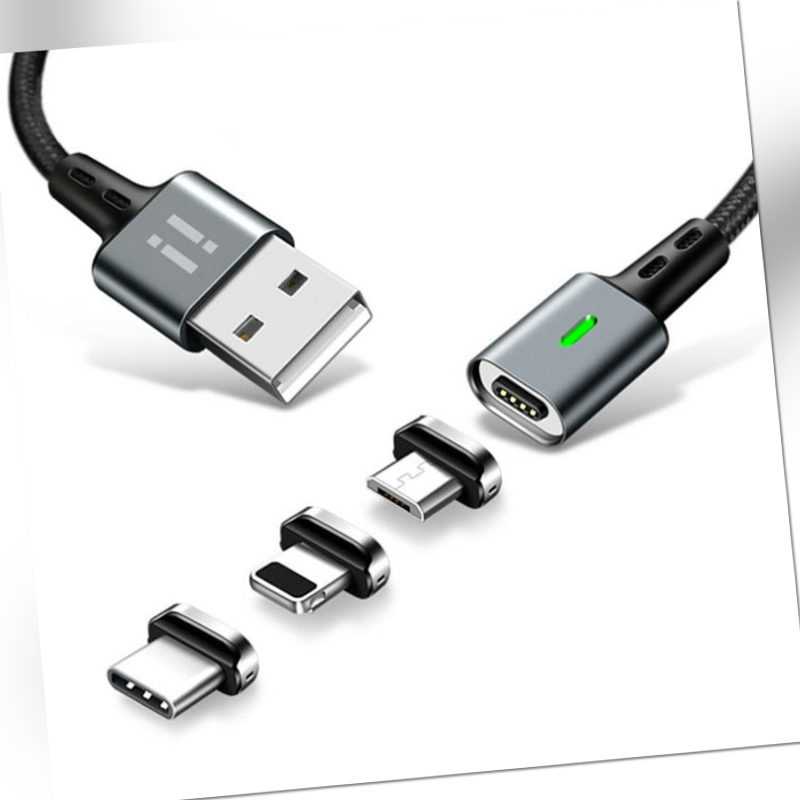 Nylon Magnet Schnell Ladekabel magnetisch QC 3.0 USB-C iPhone XS iPad Micro USB