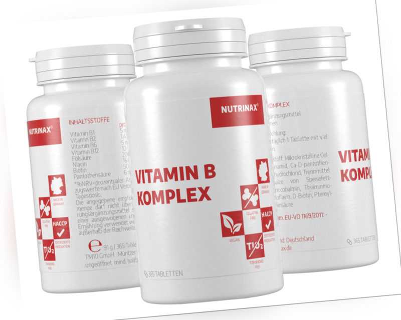 Nutrinax Vitamin B Komplex - 1095 Vitamin B Tabletten hochdosiert Vitamin B6 B12