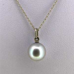 Perl-Anhänger mit Kette 50cm pendant 750er 18K Weiß-Gold Südsee-Perle